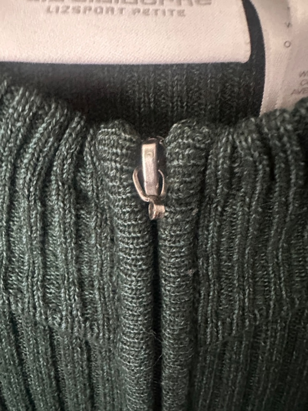 Vintage Liz Claiborne Lizsport Green Ribbed Zip Cardigan Sweater M Petite Cozy - Picture 4 of 6